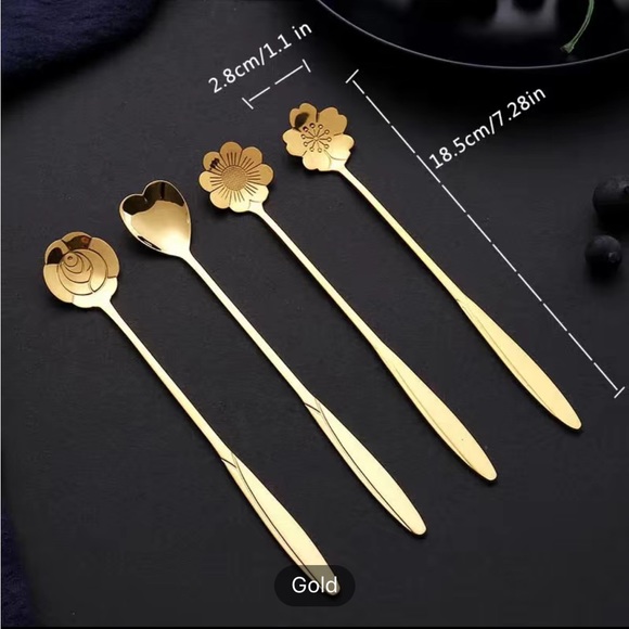 4pcs/set Coffee Scoop, Stainless Steel Long Handle Mug Stirring Spoon - Picture 3 of 3